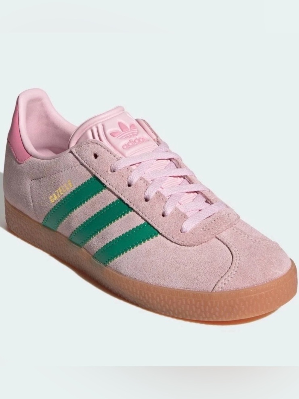 ADIDAS Pink Green Gazelle Shoes Sneakers Kids 7 /Fits Womens 9 ~ NIB Retro